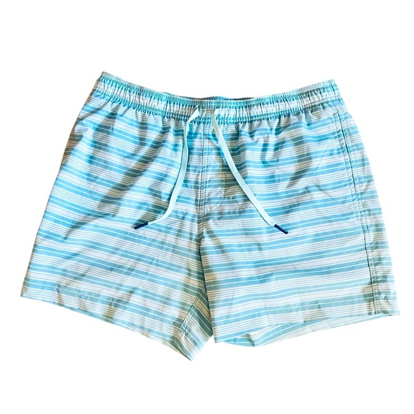 Southern Tide premium swim trunks pockets 6” inseam above knee SZ L blue stripe - Picture 1 of 12